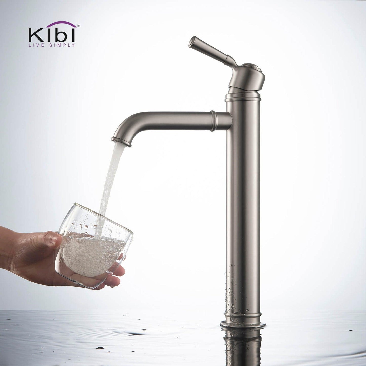 KIBI Victorian Single Handle Brushed Nickel Solid Brass Bathroom Vanity Vessel Sink Faucet