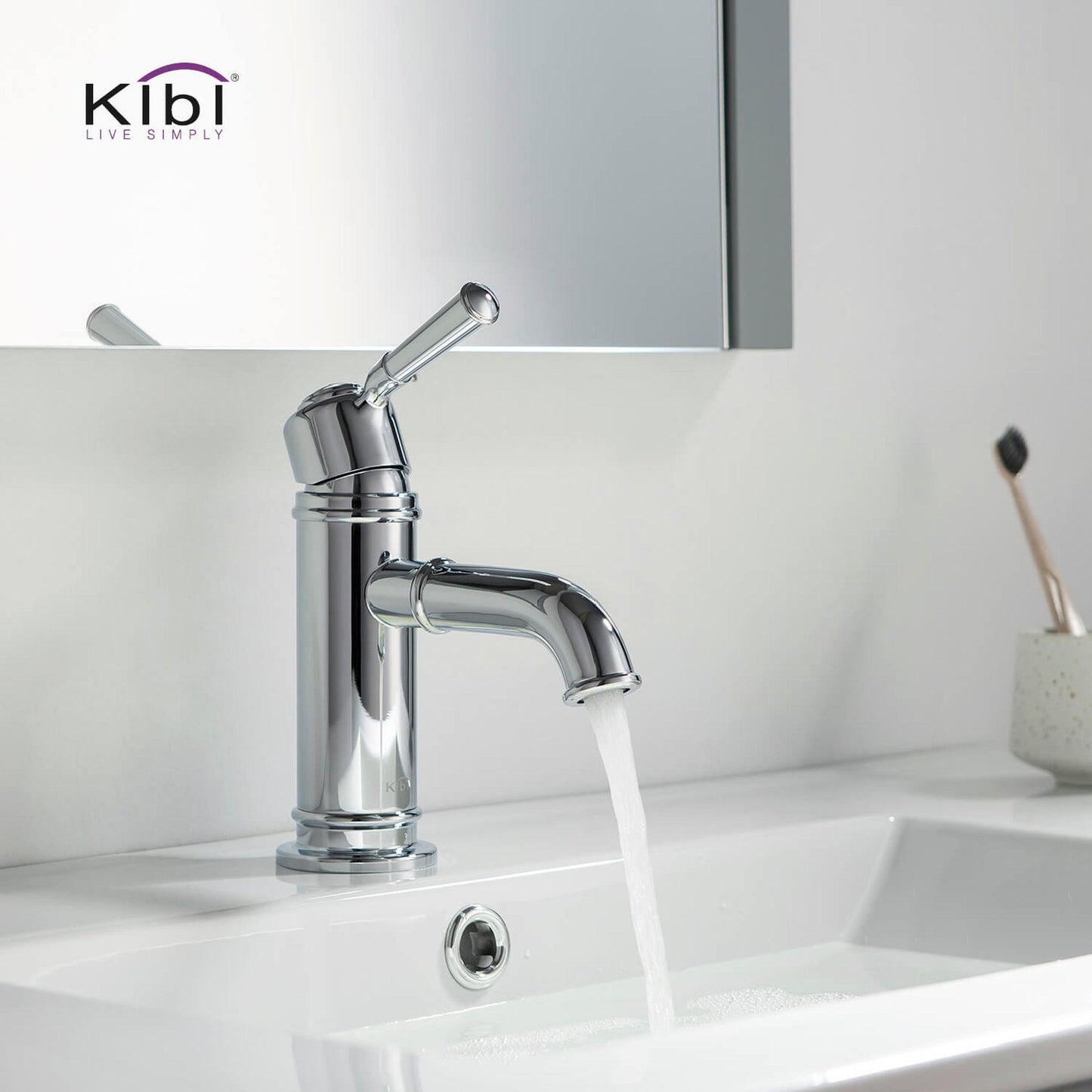 KIBI Victorian Single Handle Chrome Solid Brass Bathroom Vanity Sink Faucet
