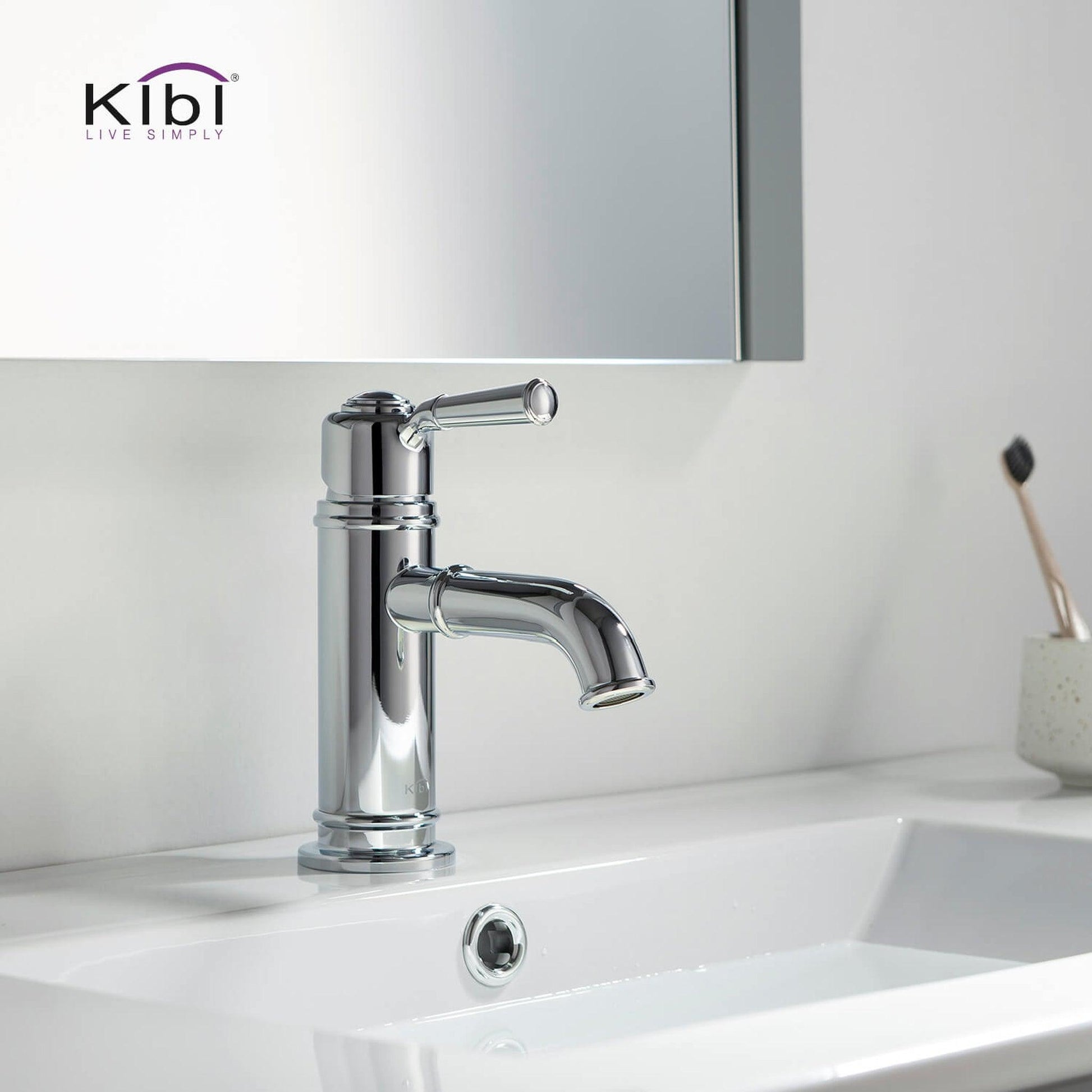 KIBI Victorian Single Handle Chrome Solid Brass Bathroom Vanity Sink Faucet