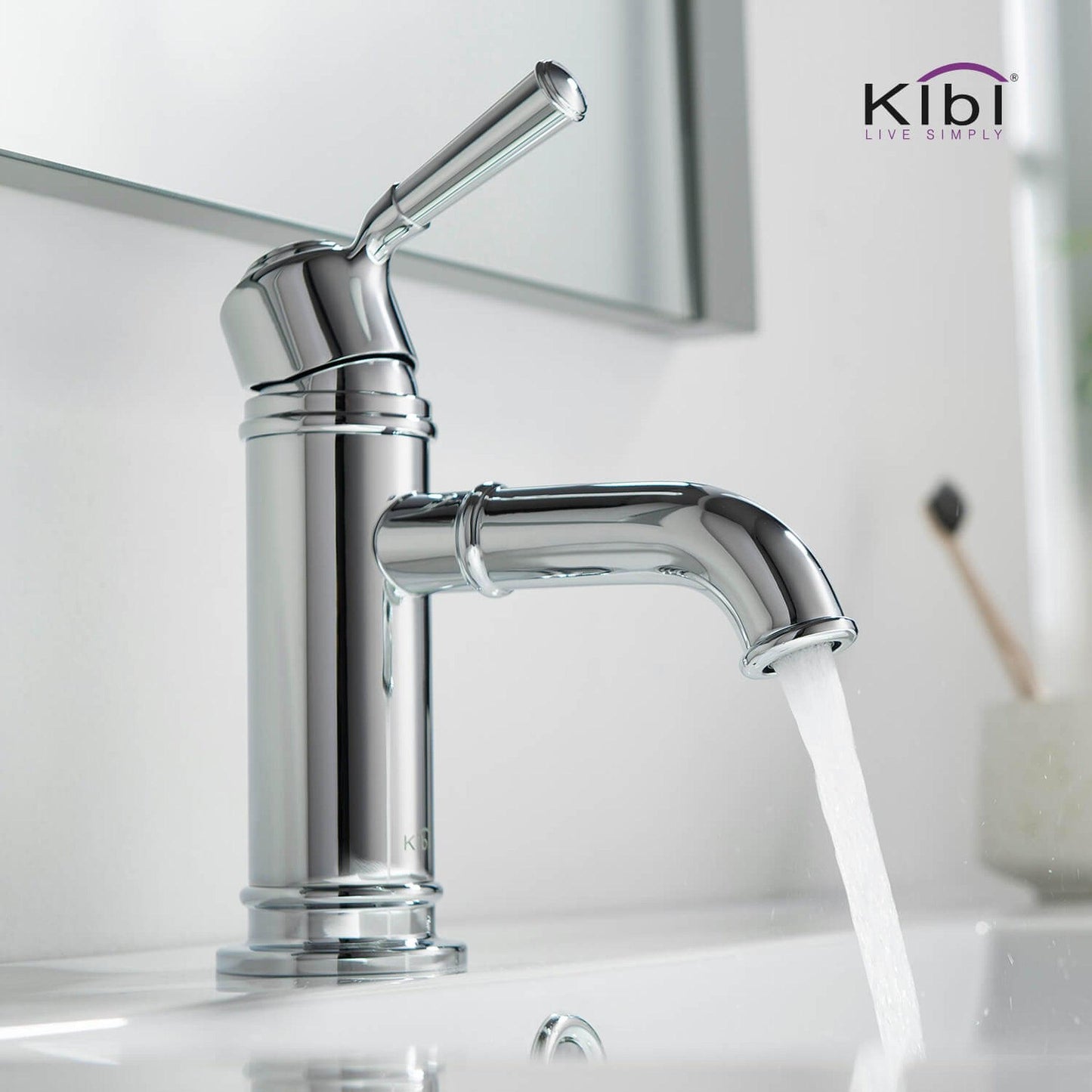 KIBI Victorian Single Handle Chrome Solid Brass Bathroom Vanity Sink Faucet With Pop-Up Drain Stopper Small Cover With Overflow