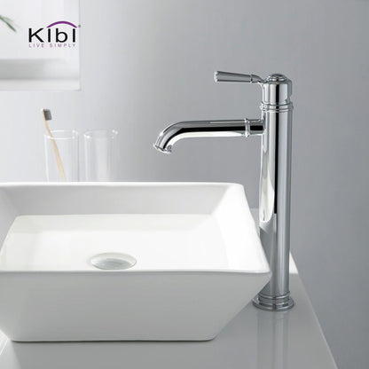 KIBI Victorian Single Handle Chrome Solid Brass Bathroom Vanity Vessel Sink Faucet