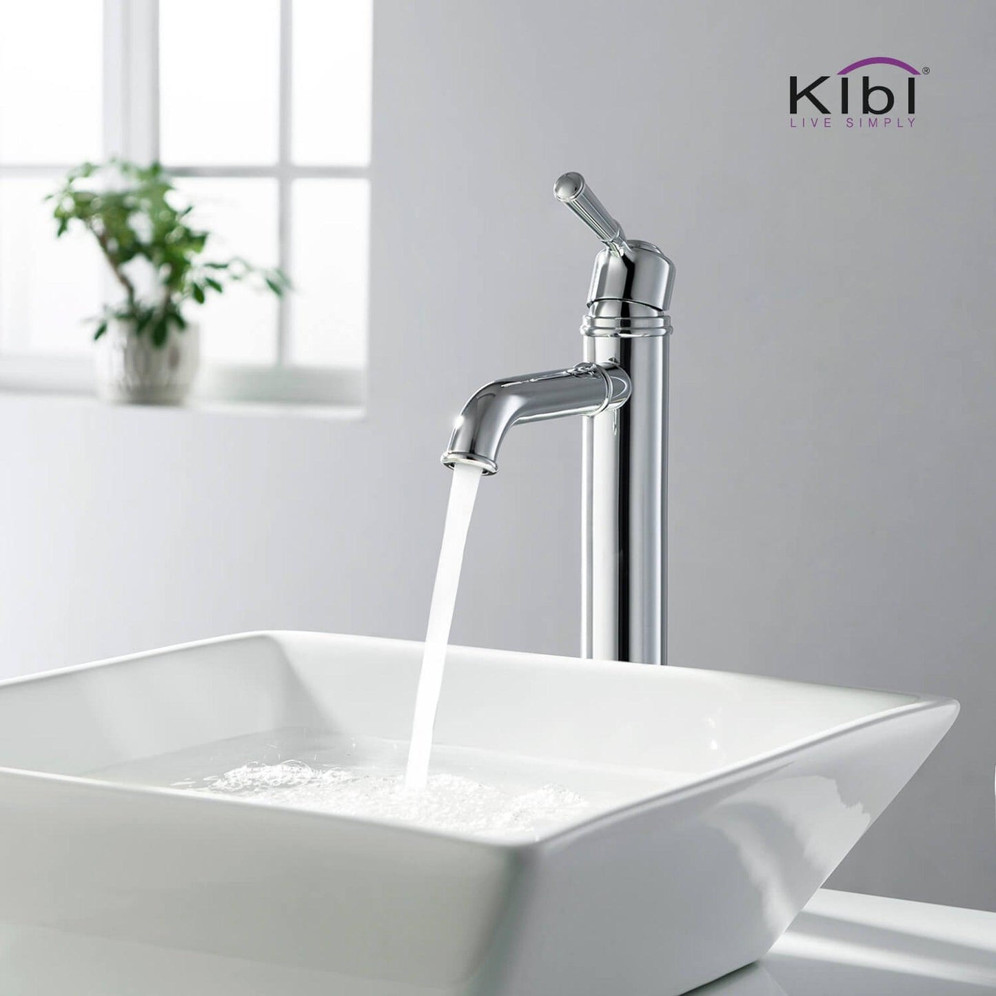 KIBI Victorian Single Handle Chrome Solid Brass Bathroom Vanity Vessel Sink Faucet With Pop-Up Drain Stopper Small Cover Without Overflow