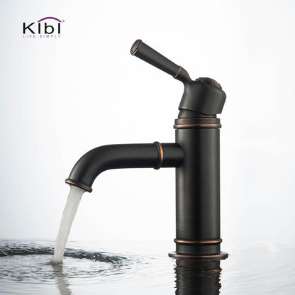 KIBI Victorian Single Handle Oil Rubbed Bronze Solid Brass Bathroom Vanity Sink Faucet