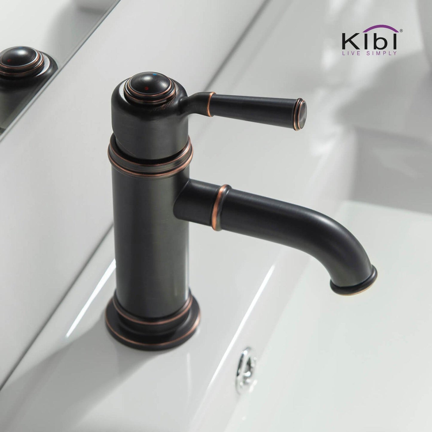 KIBI Victorian Single Handle Oil Rubbed Bronze Solid Brass Bathroom Vanity Sink Faucet