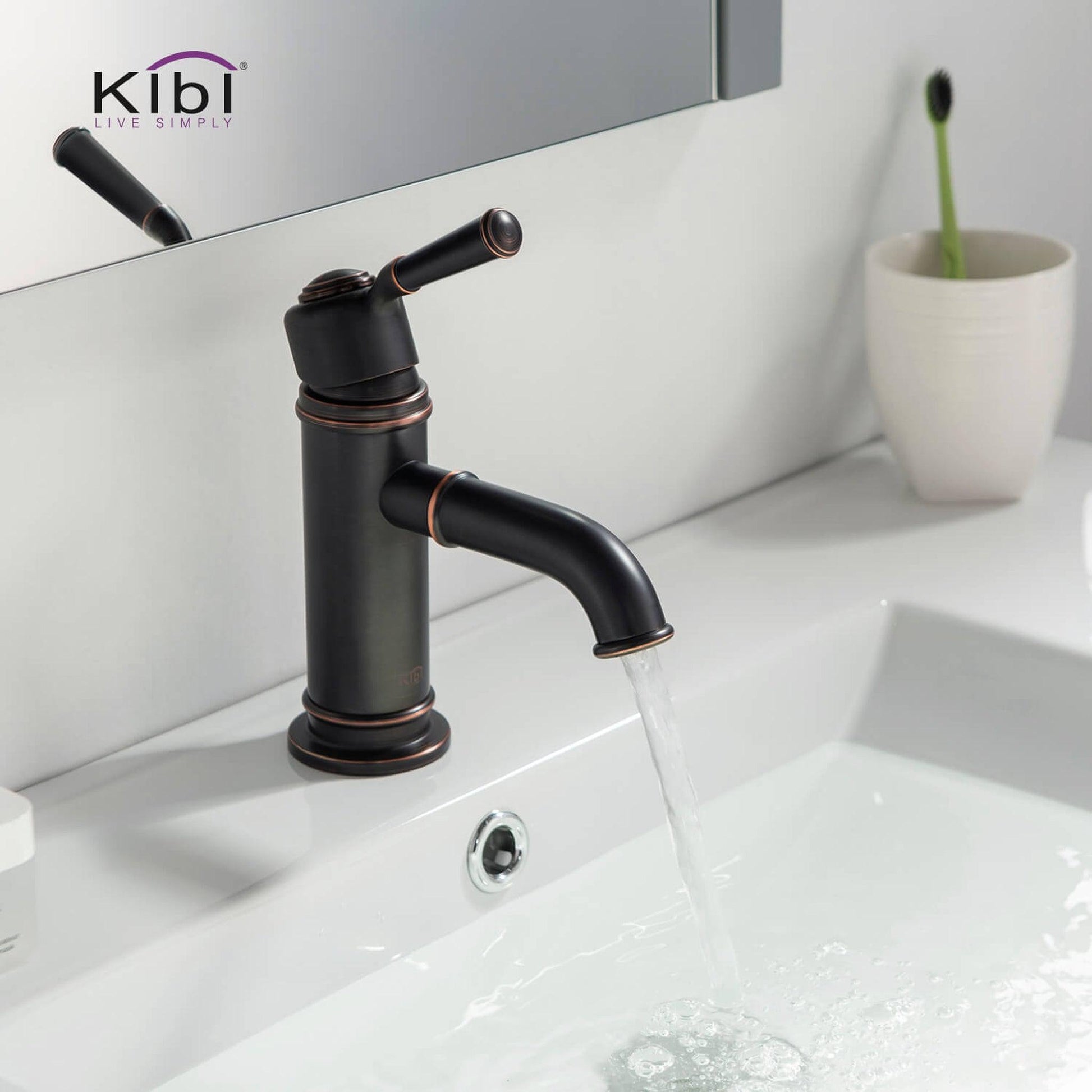 KIBI Victorian Single Handle Oil Rubbed Bronze Solid Brass Bathroom Vanity Sink Faucet