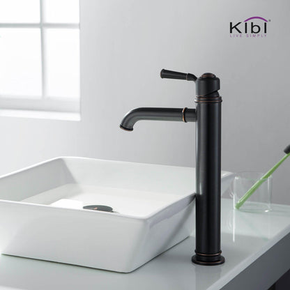 KIBI Victorian Single Handle Oil Rubbed Bronze Solid Brass Bathroom Vanity Vessel Sink Faucet