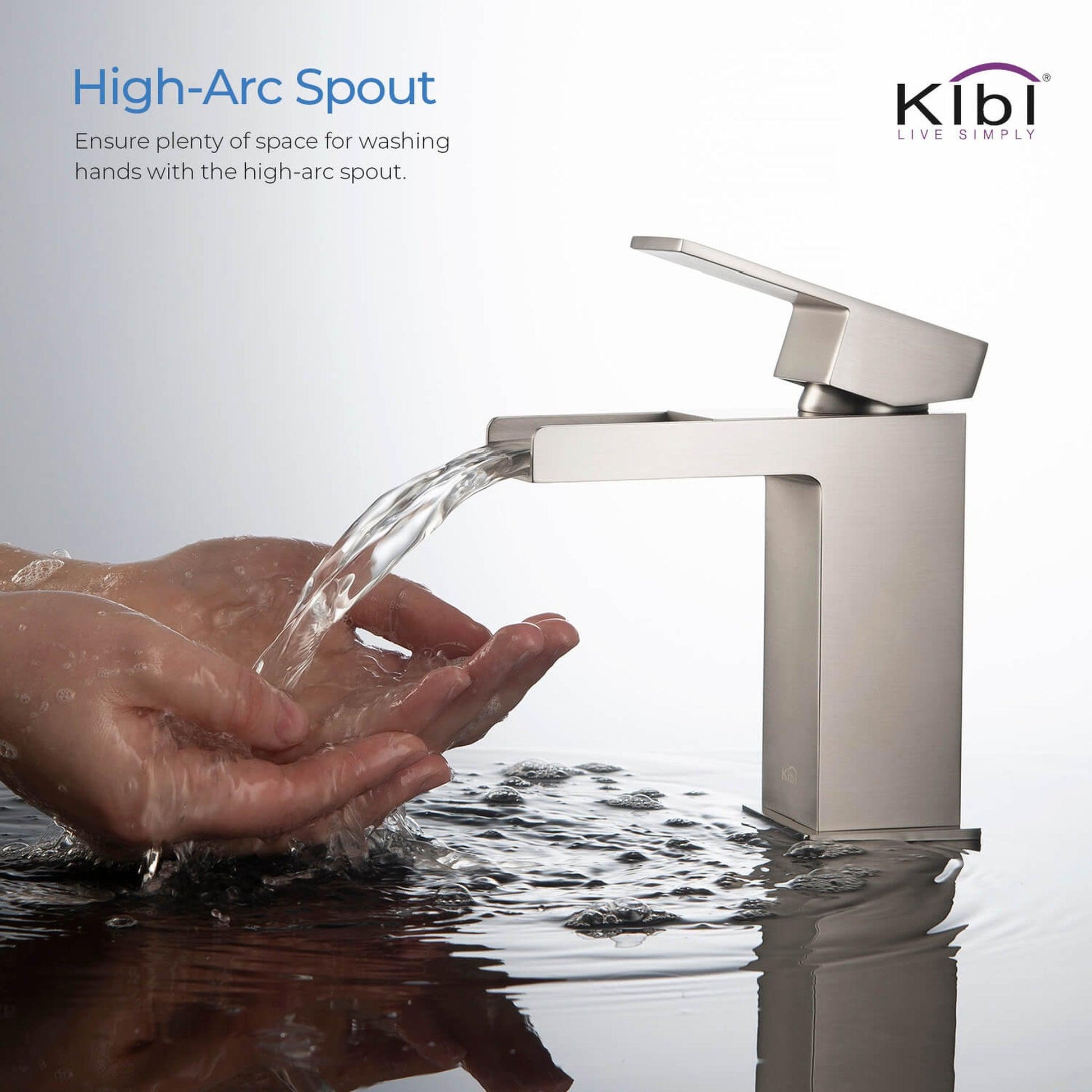KIBI Waterfall Single Handle Brushed Nickel Solid Brass Bathroom Vanity Sink Faucet