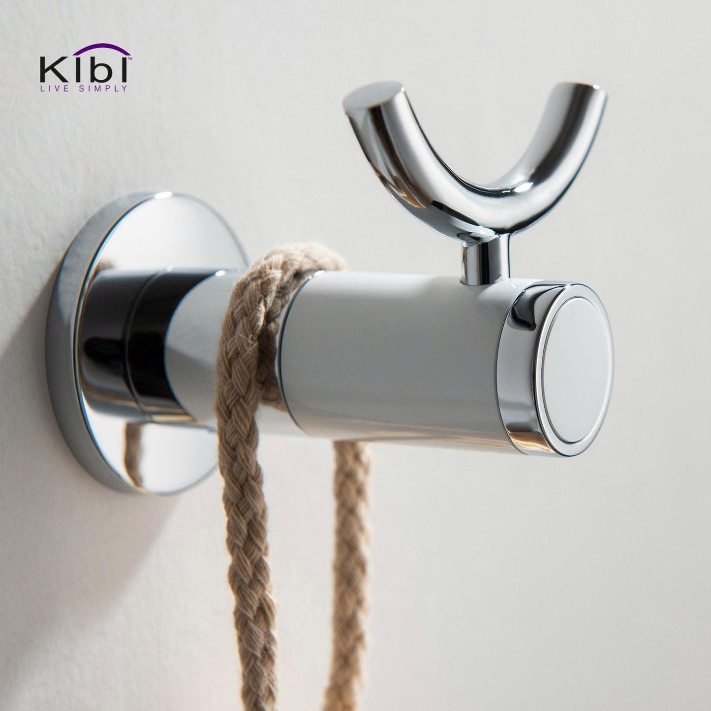KIBI Abaco Bathroom Robe Hook in Chrome White Finish