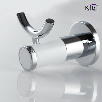 KIBI Abaco Bathroom Robe Hook in Chrome White Finish