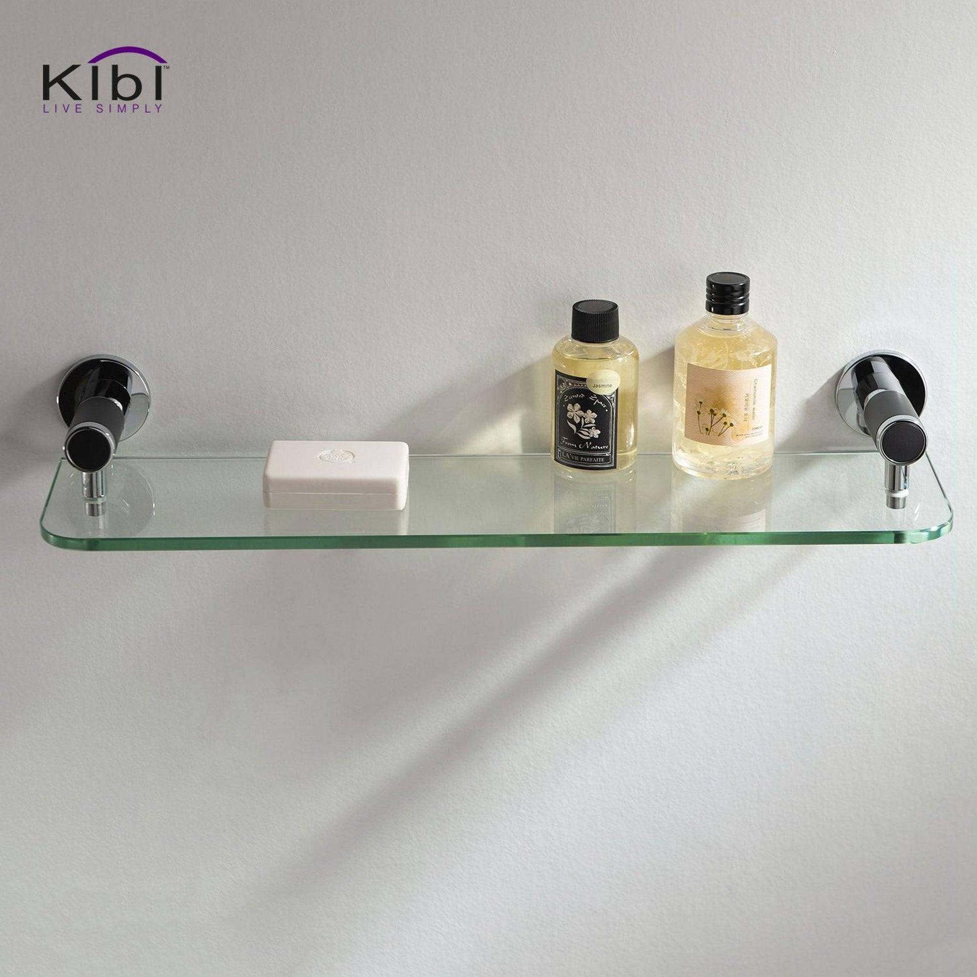 KIBI Abaco Bathroom Shelf in Chrome Black Finish