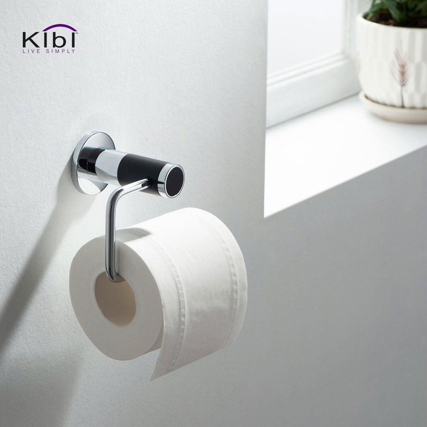 KIBI Abaco Bathroom Tissue Holder in Chrome Black Finish