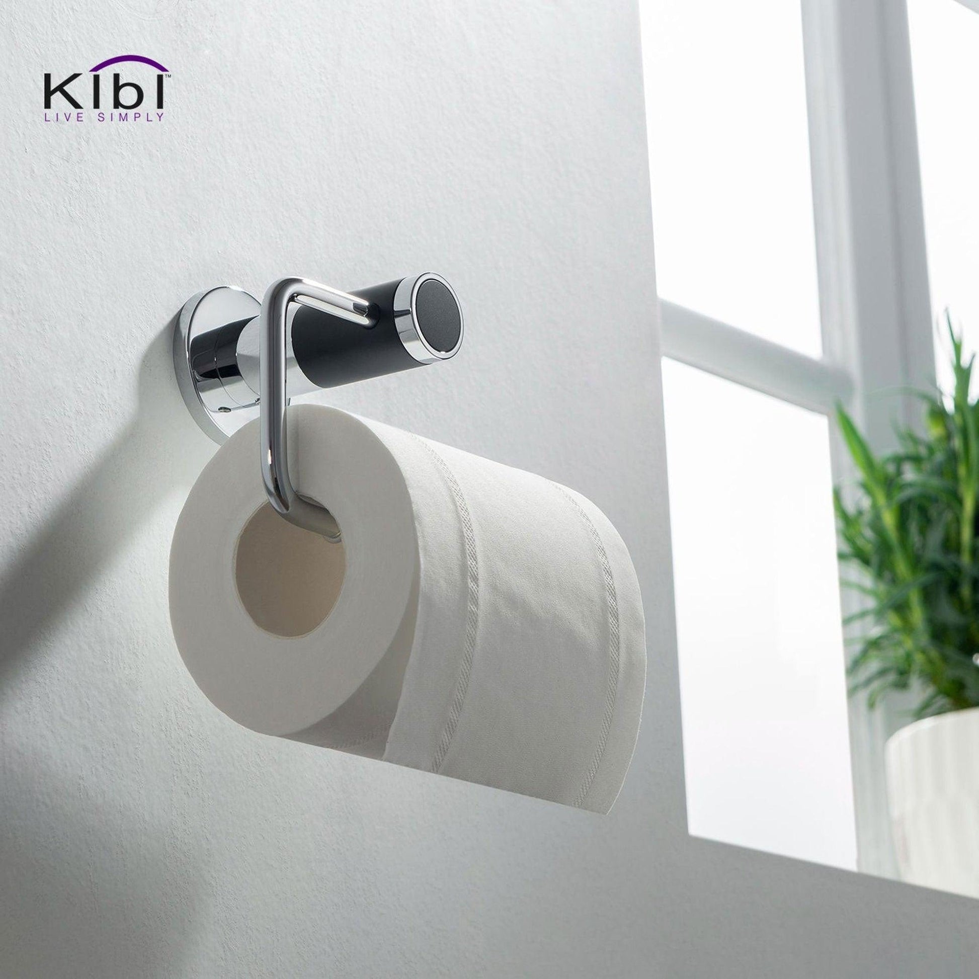 KIBI Abaco Bathroom Tissue Holder in Chrome Black Finish