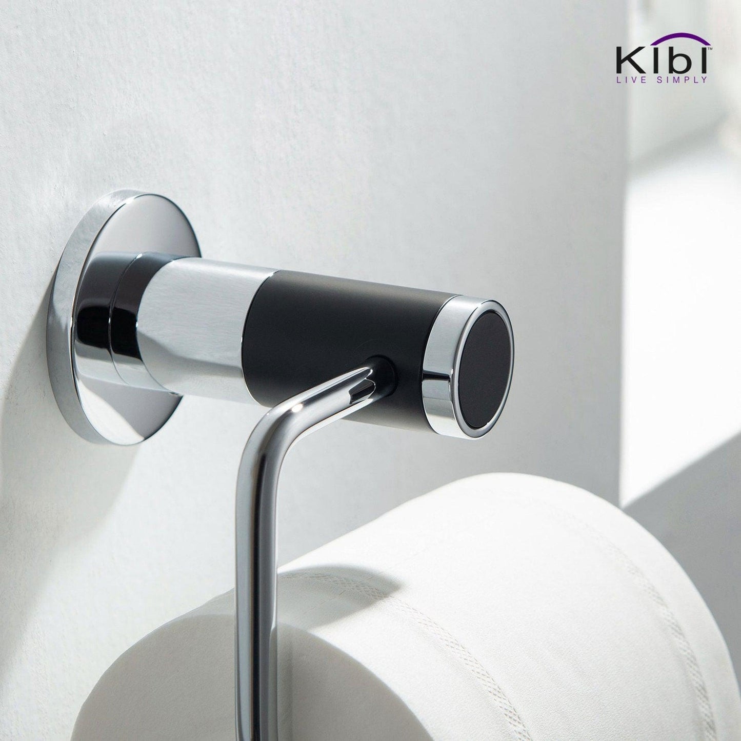 KIBI Abaco Bathroom Tissue Holder in Chrome Black Finish