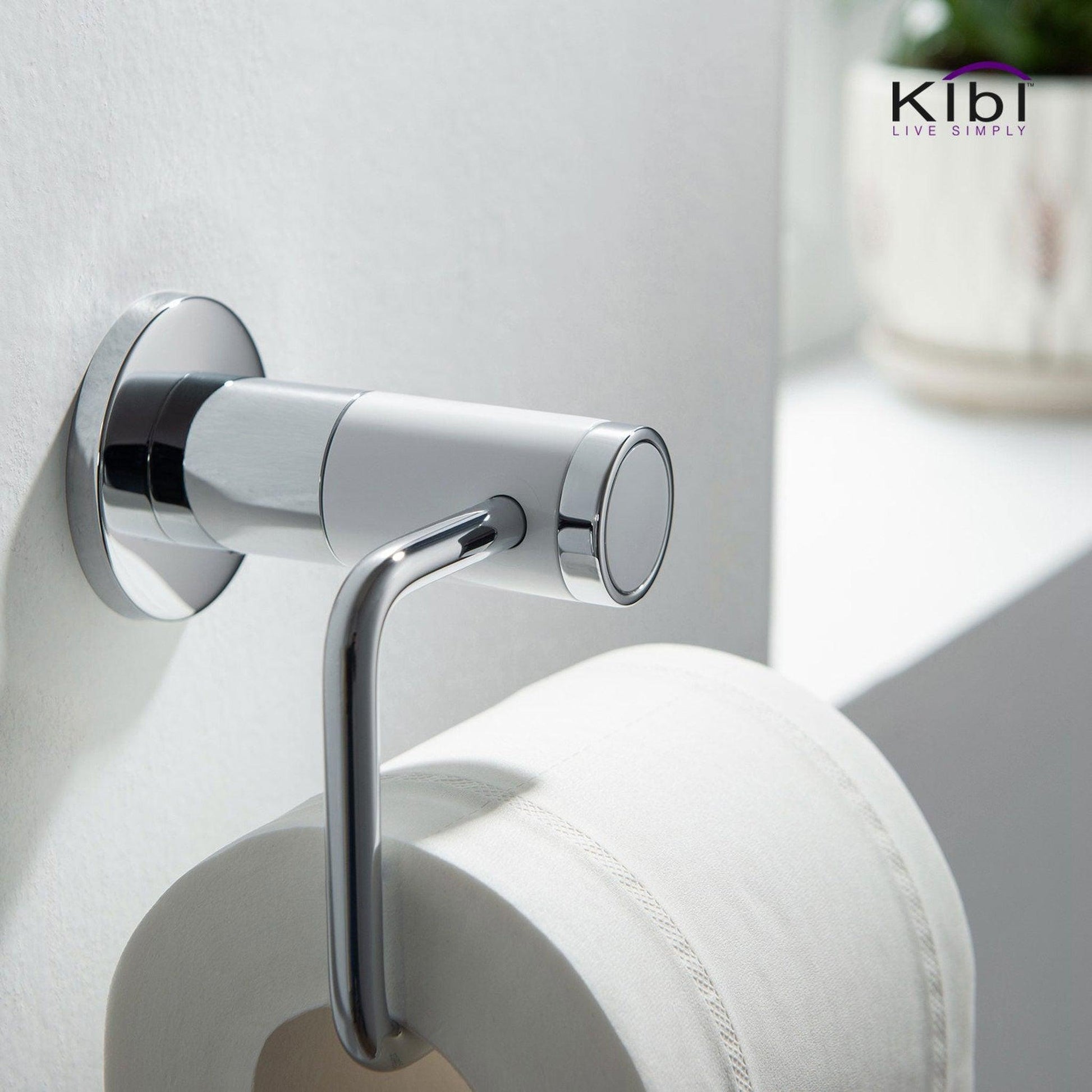 KIBI Abaco Bathroom Tissue Holder in Chrome White Finish