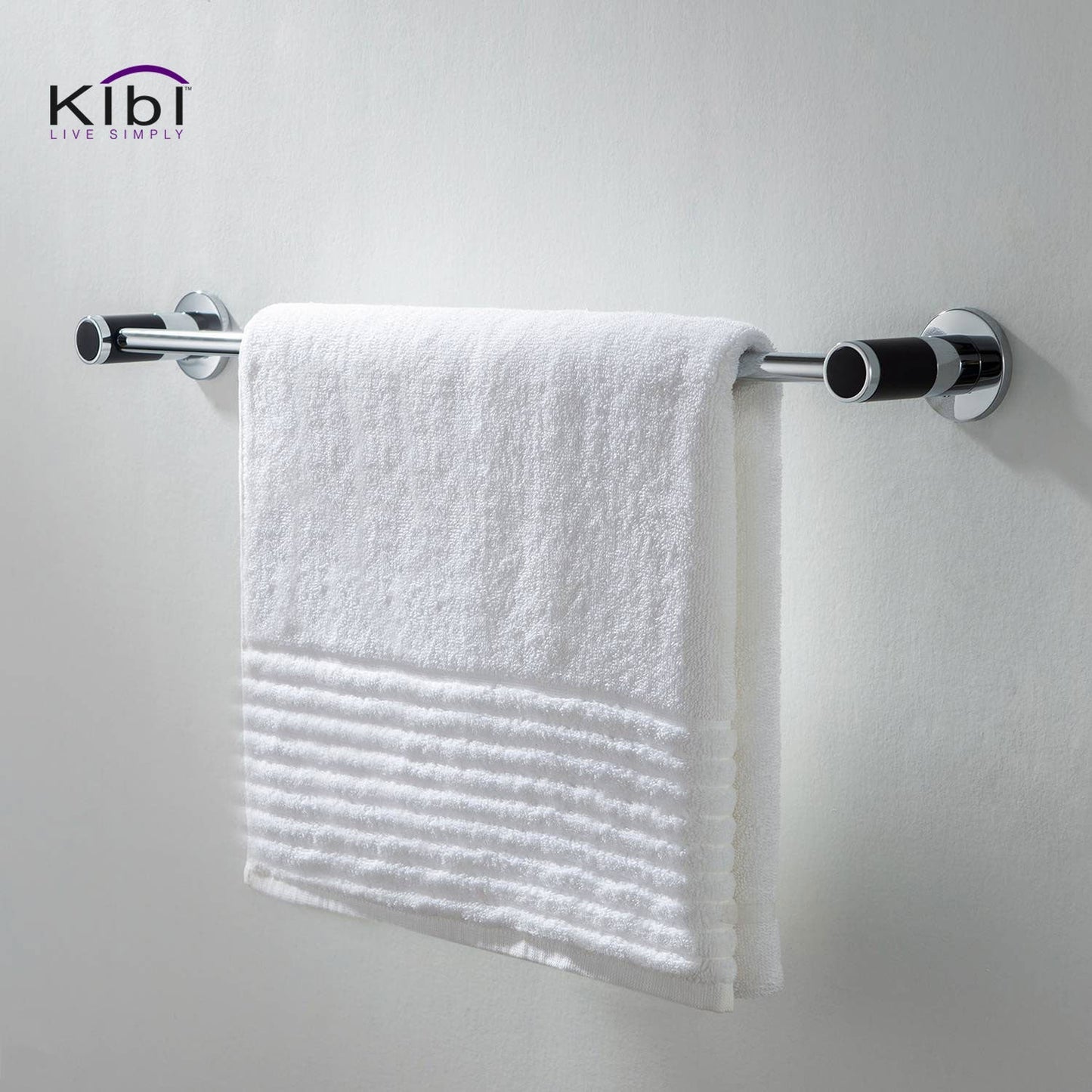 KIBI Abaco Bathroom Towel Bar in Chrome Black Finish