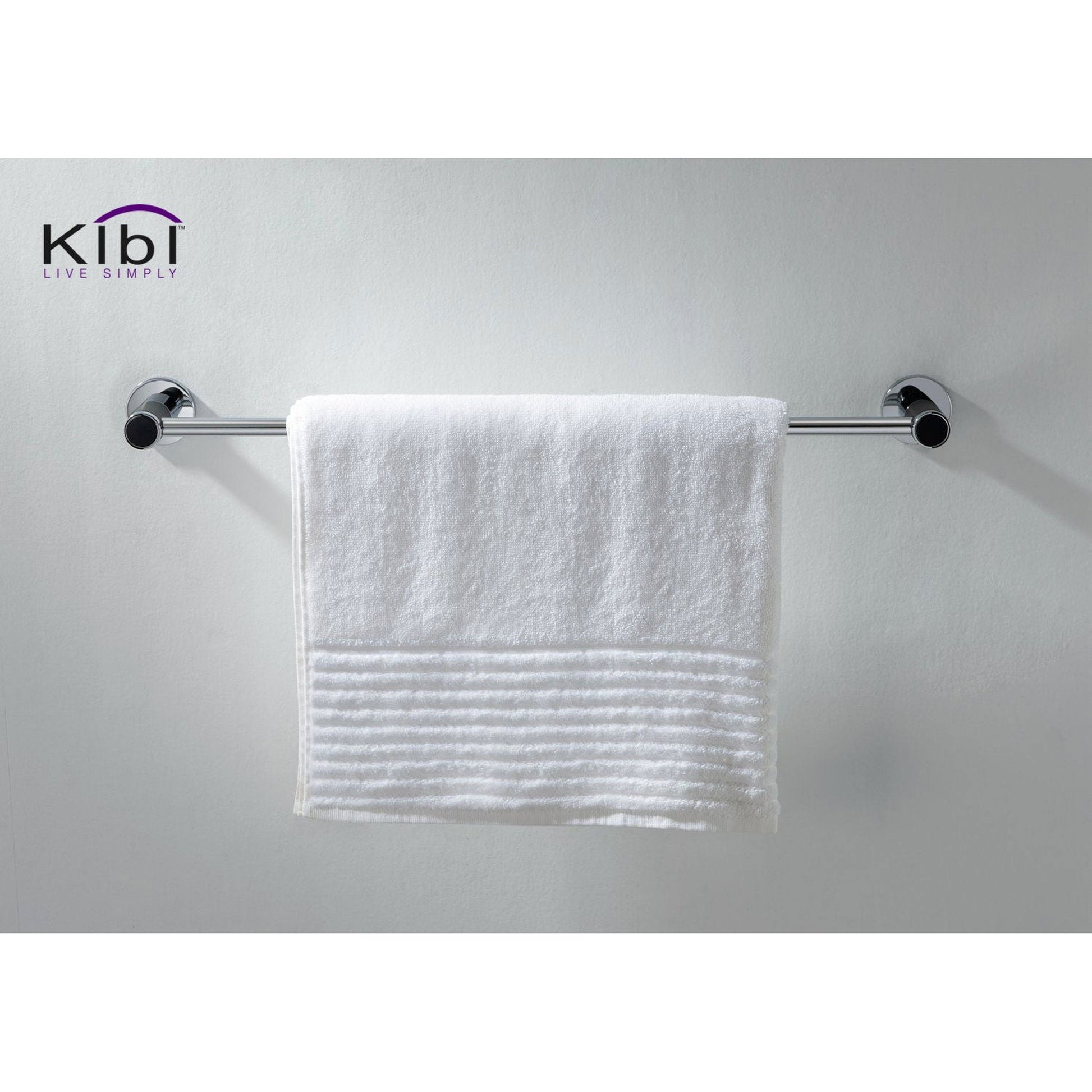 KIBI Abaco Bathroom Towel Bar in Chrome Black Finish