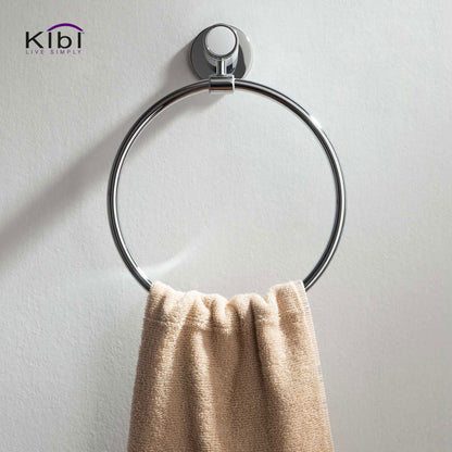 KIBI Abaco Bathroom Towel Ring in Chrome White Finish