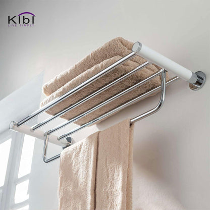 KIBI Abaco Towel Rack in Chrome White Finish