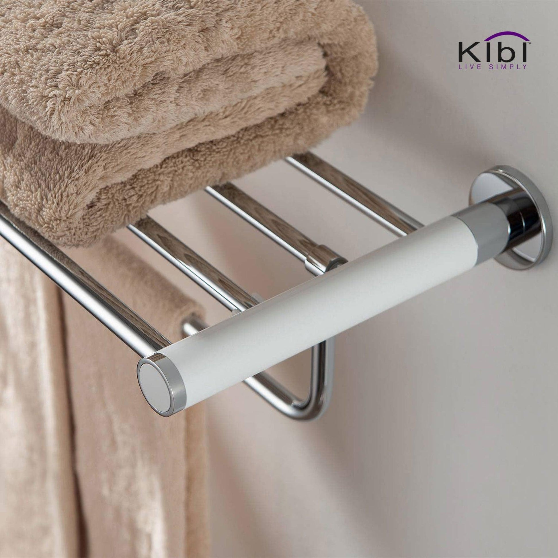 KIBI Abaco Towel Rack in Chrome White Finish