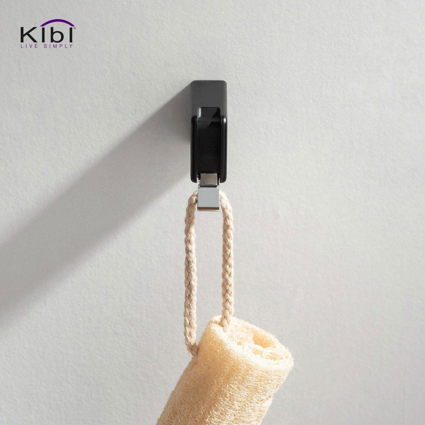 KIBI Artis Bathroom Robe Hook in Chrome Black Finish