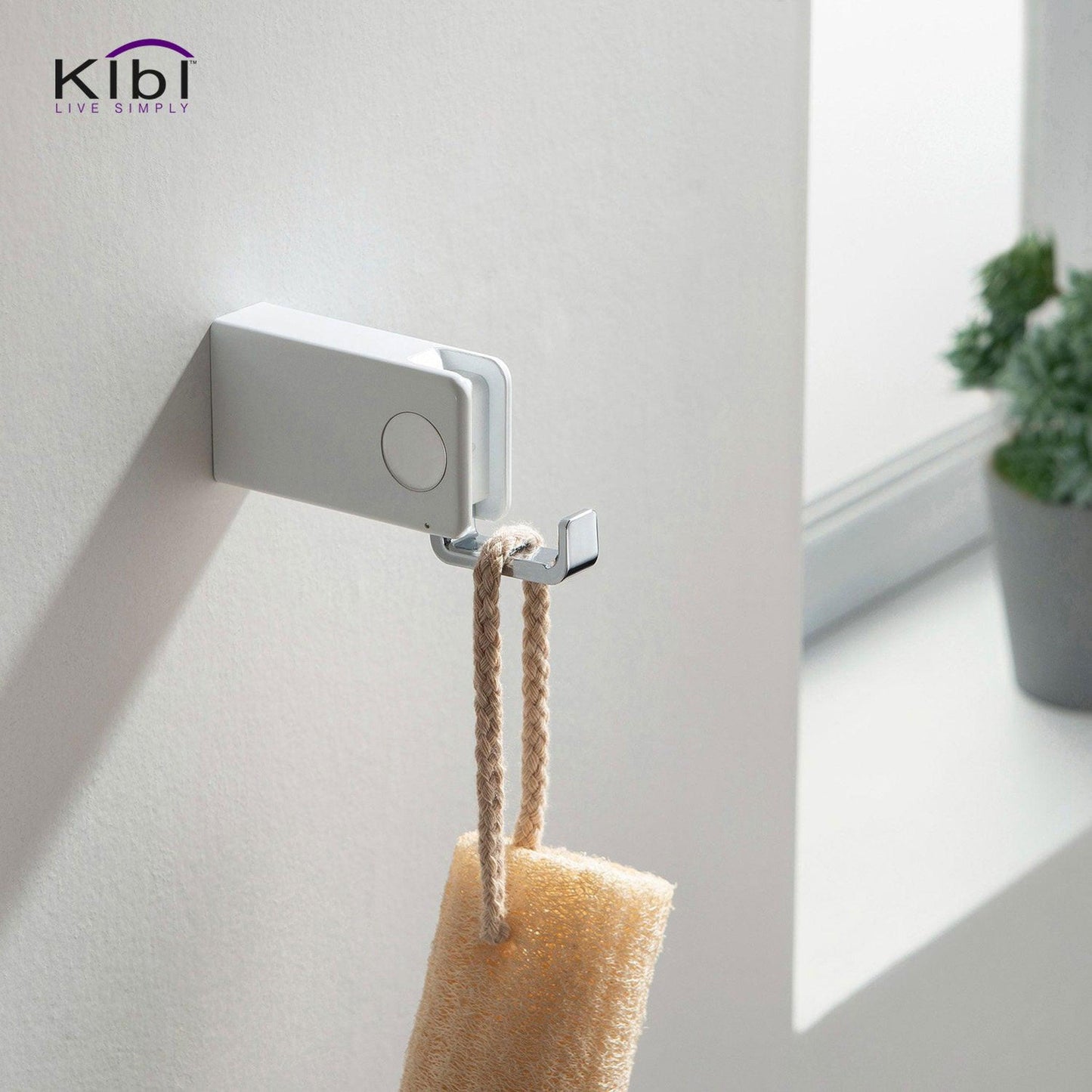 KIBI Artis Bathroom Robe Hook in Chrome White Finish