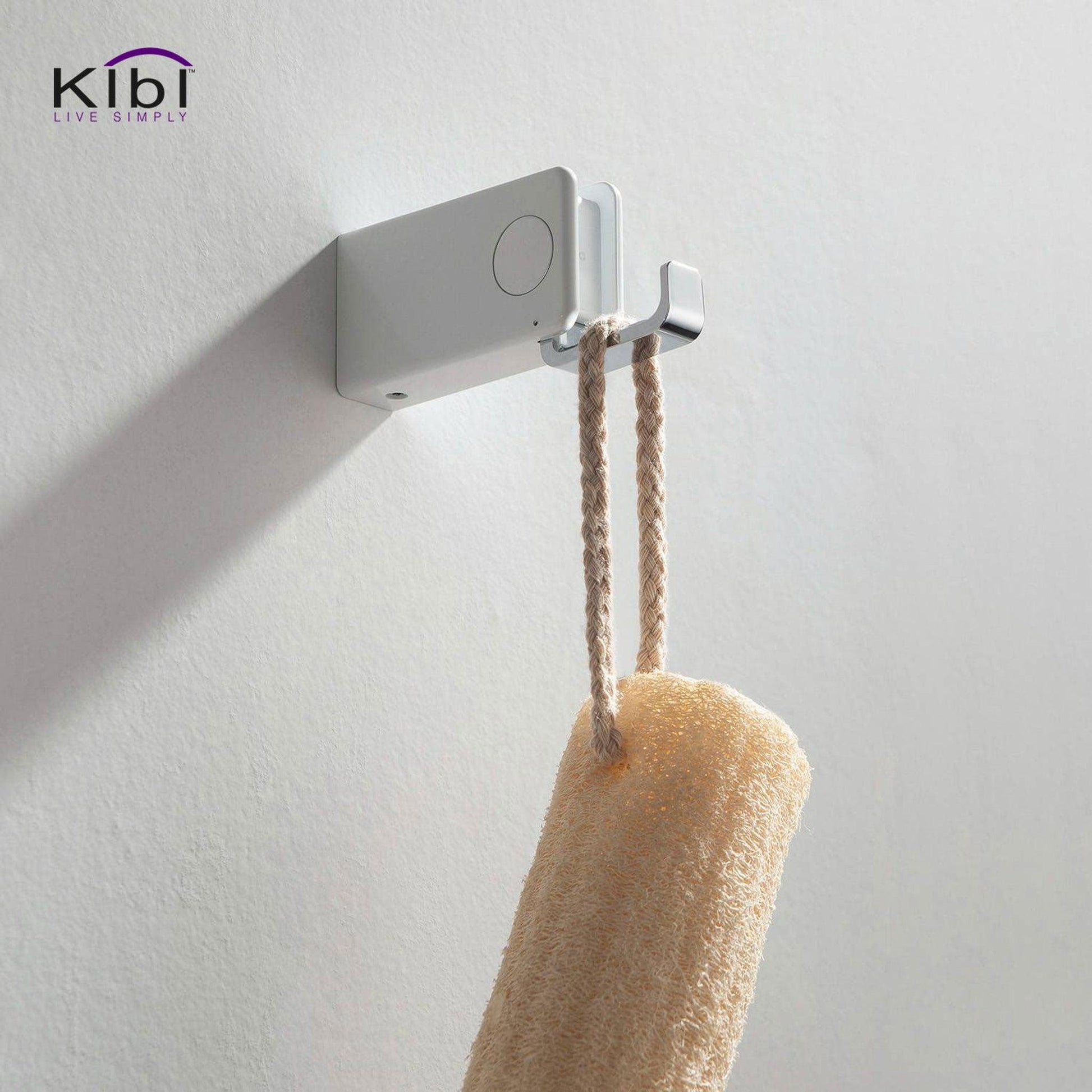KIBI Artis Bathroom Robe Hook in Chrome White Finish