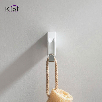 KIBI Artis Bathroom Robe Hook in Chrome White Finish