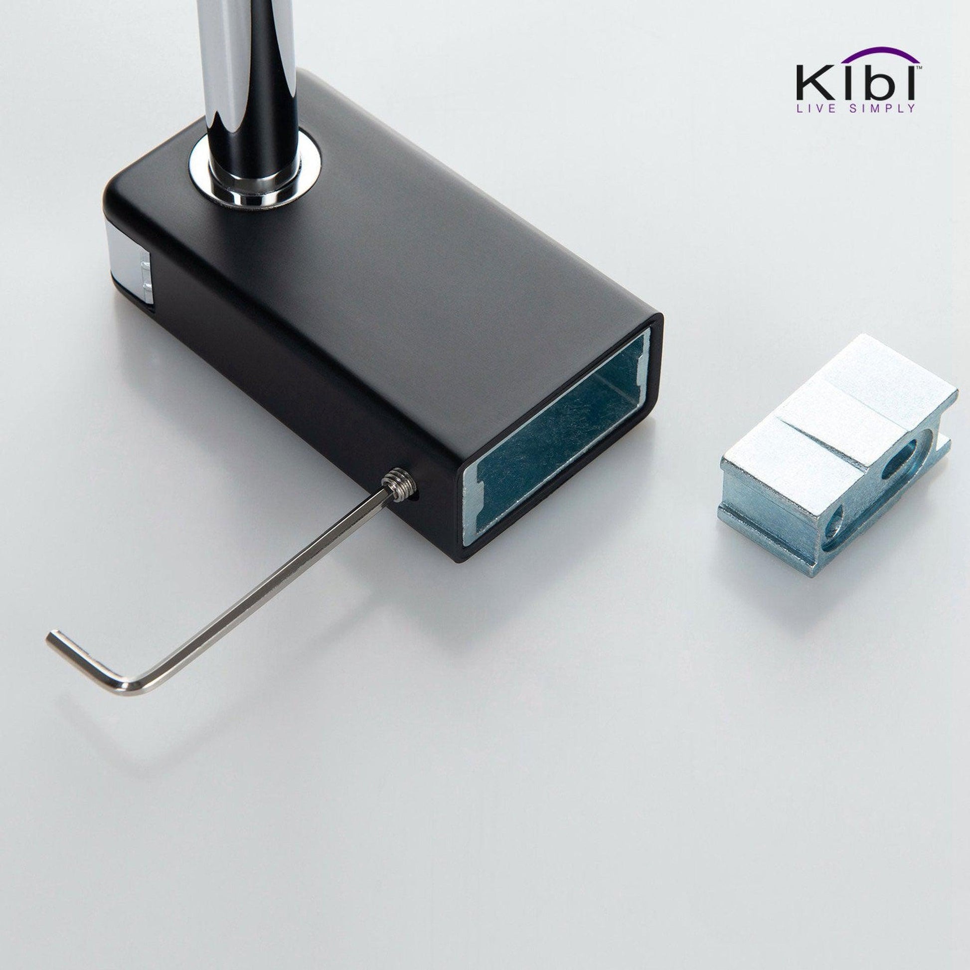 KIBI Artis Bathroom Tissue Holder With Hook in Chrome Black Finish