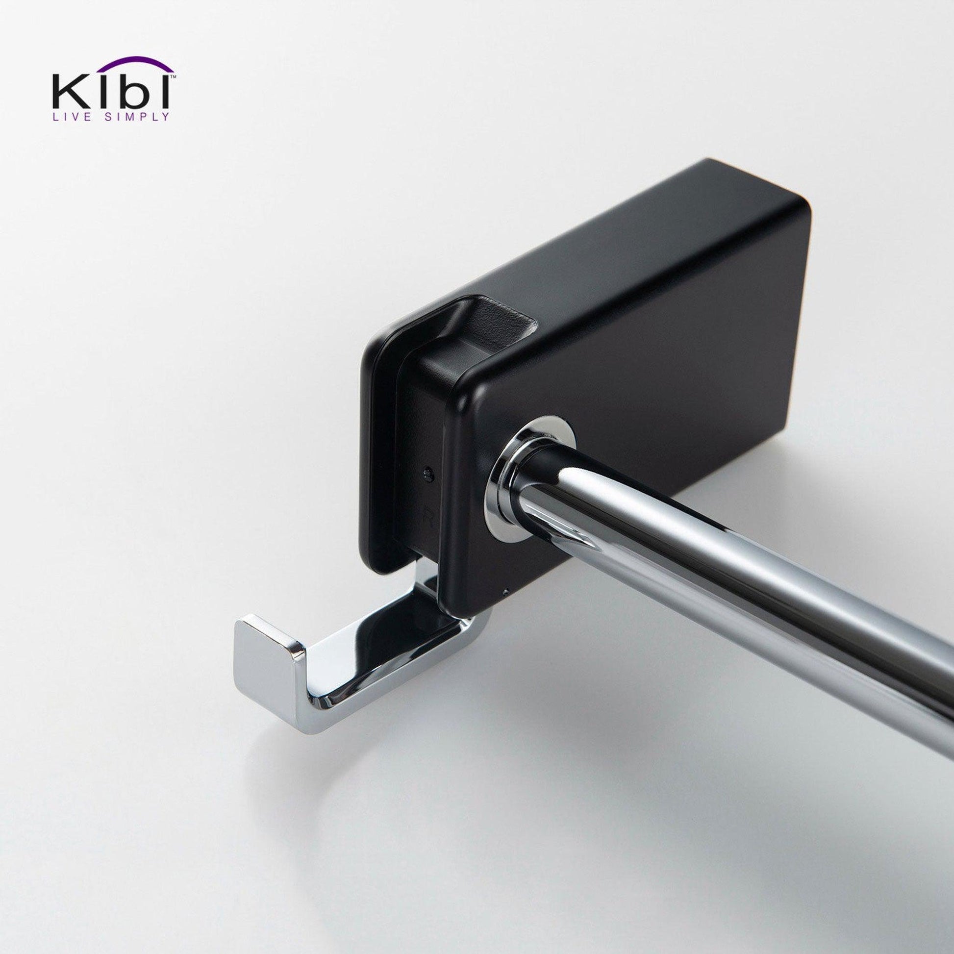 KIBI Artis Bathroom Tissue Holder With Hook in Chrome Black Finish