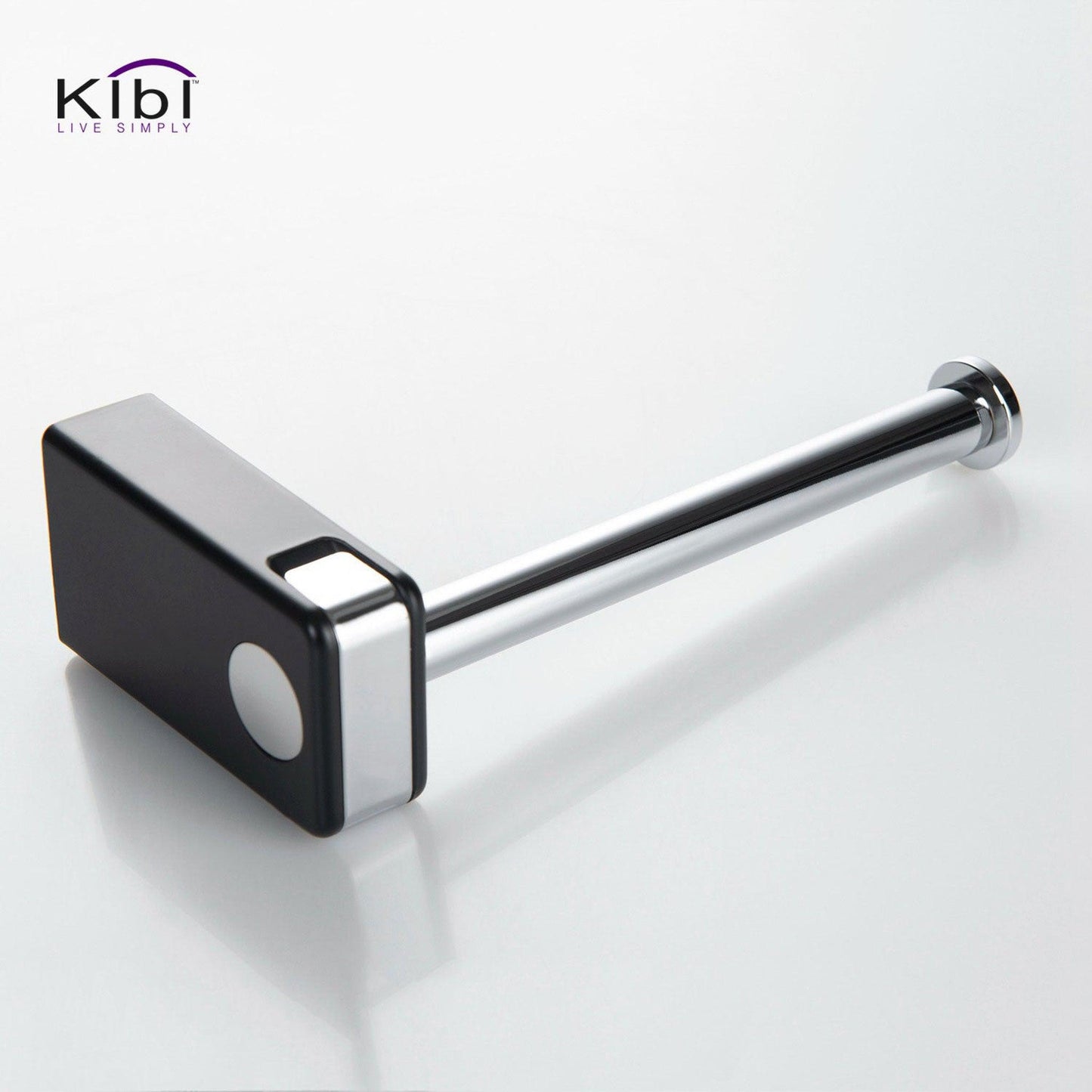 KIBI Artis Bathroom Tissue Holder With Hook in Chrome Black Finish