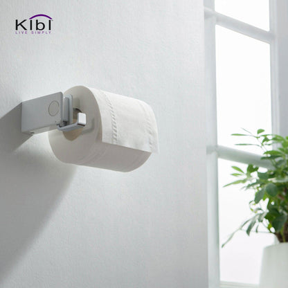 KIBI Artis Bathroom Tissue Holder With Hook in Chrome White Finish