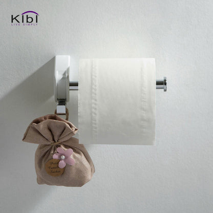 KIBI Artis Bathroom Tissue Holder With Hook in Chrome White Finish