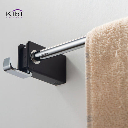 KIBI Artis Bathroom Towel Bar in Chrome Black Finish