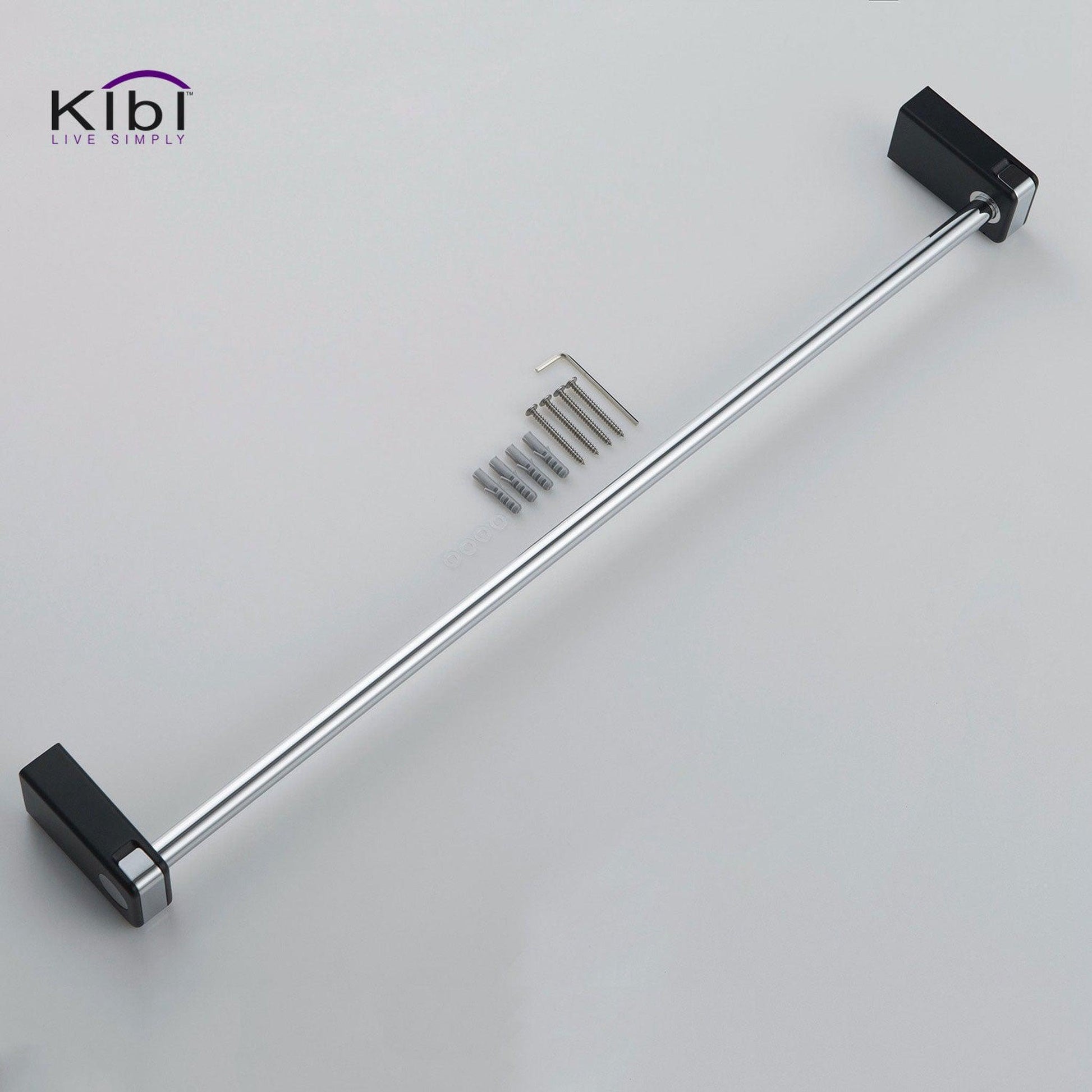 KIBI Artis Bathroom Towel Bar in Chrome Black Finish