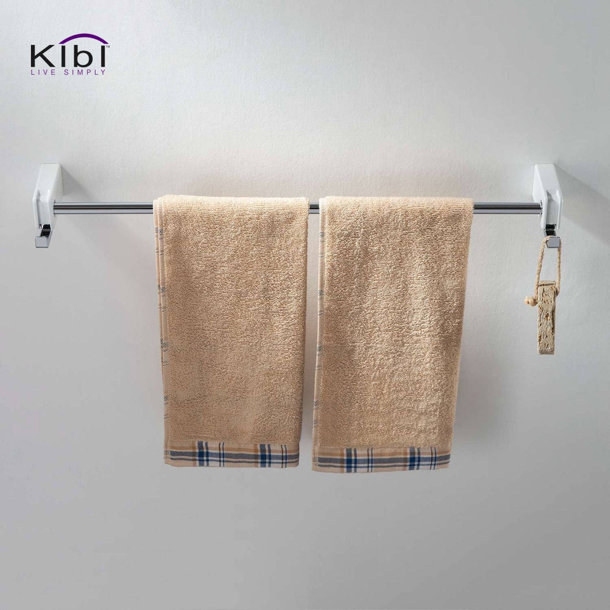 KIBI Artis Bathroom Towel Bar in Chrome White Finish