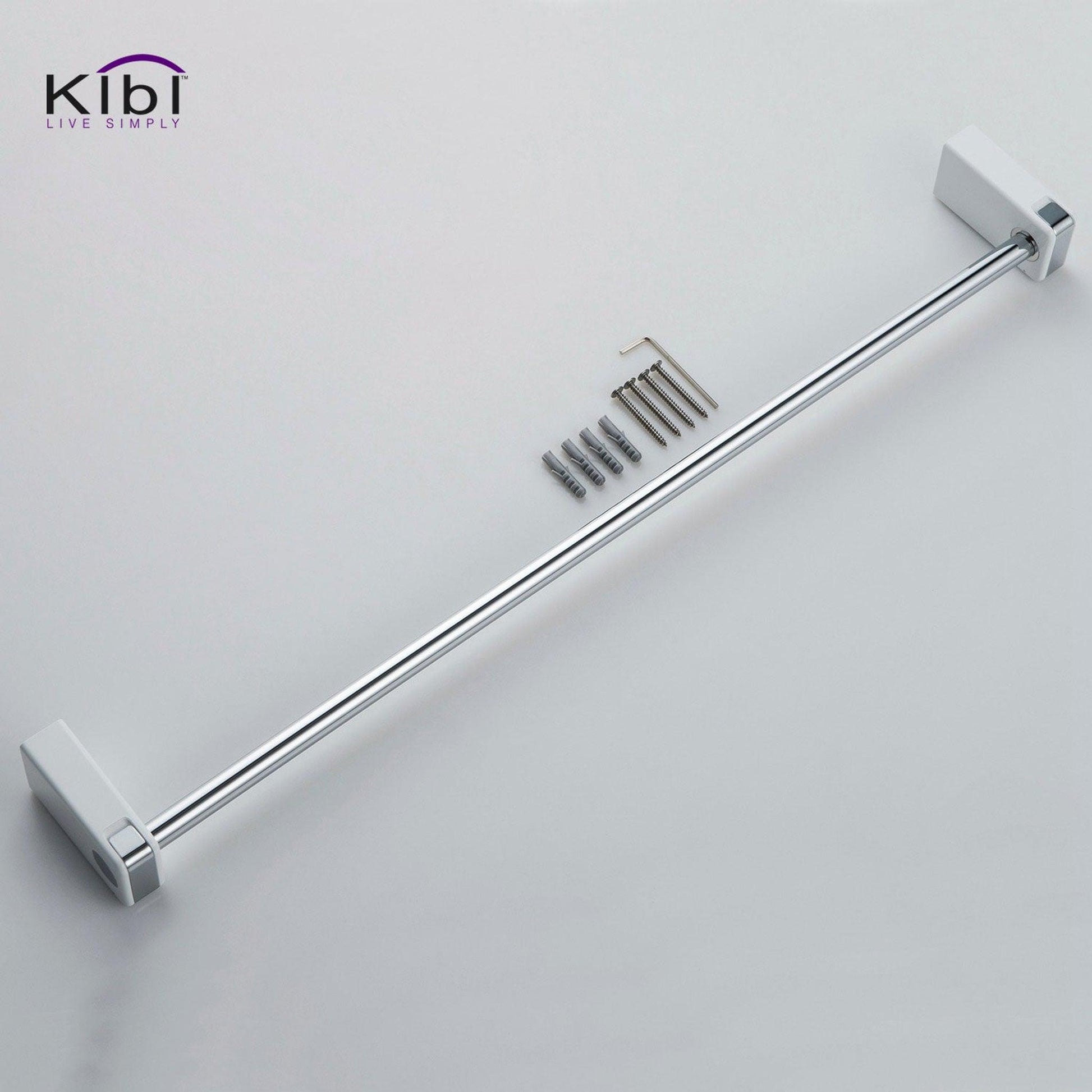 KIBI Artis Bathroom Towel Bar in Chrome White Finish