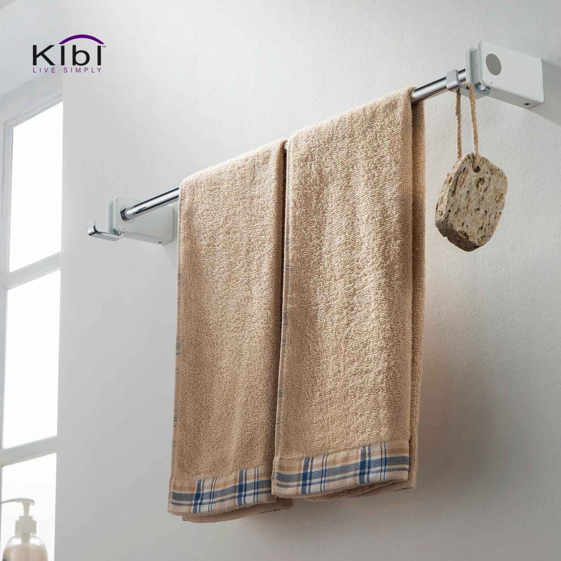 KIBI Artis Bathroom Towel Bar in Chrome White Finish