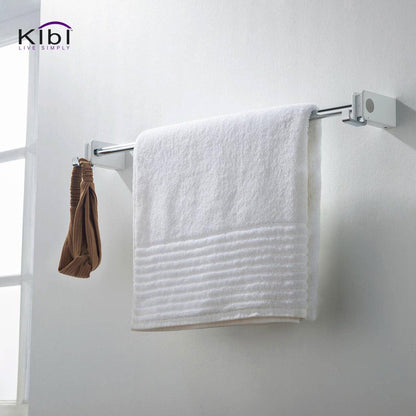 KIBI Artis Bathroom Towel Bar in Chrome White Finish