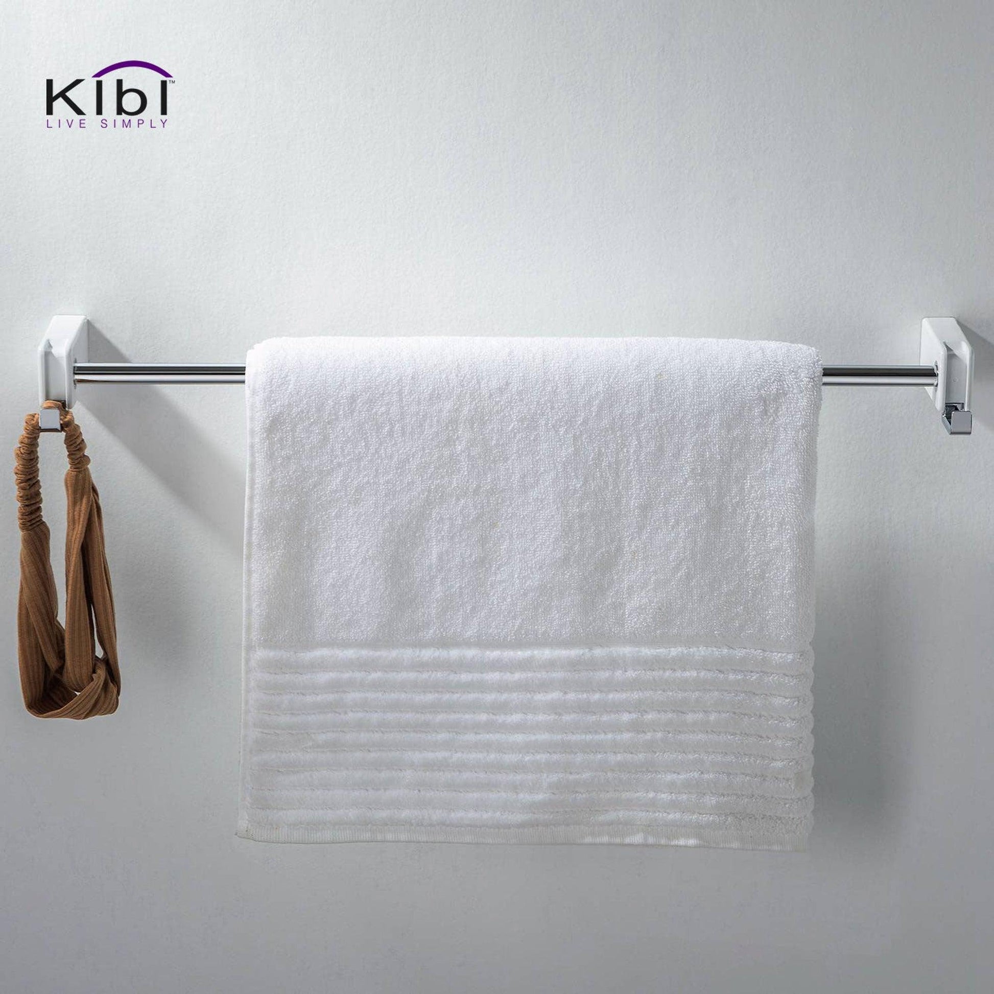 KIBI Artis Bathroom Towel Bar in Chrome White Finish