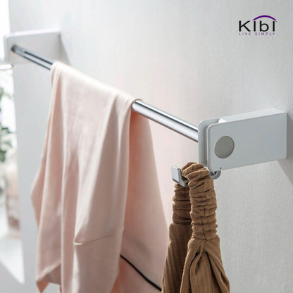 KIBI Artis Bathroom Towel Bar in Chrome White Finish