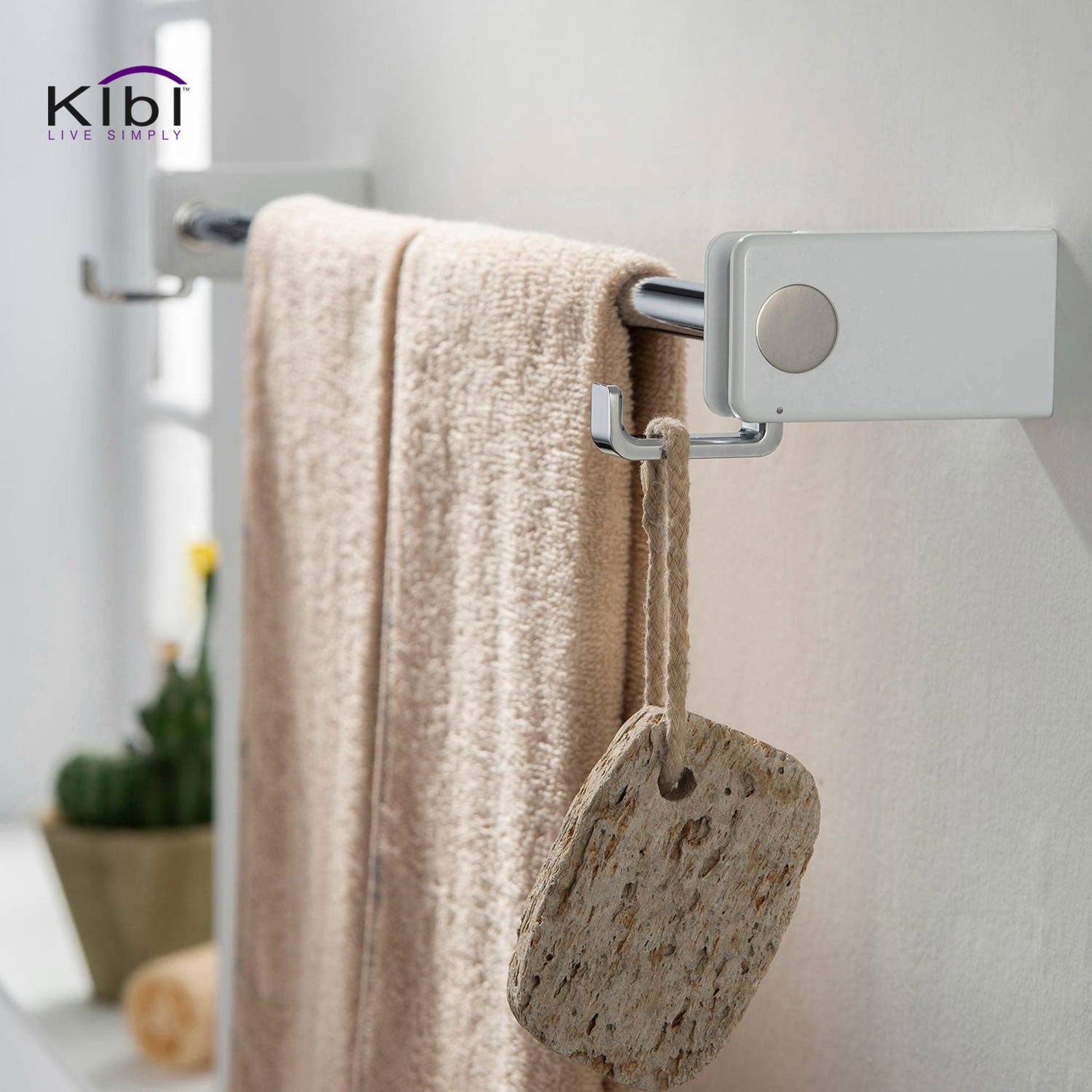 KIBI Artis Bathroom Towel Bar in Chrome White Finish