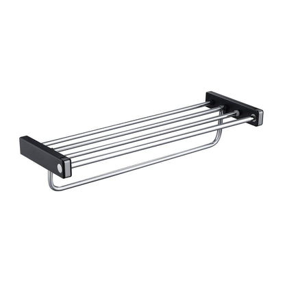 KIBI Artis Towel Rack With Hook in Chrome Black Finish