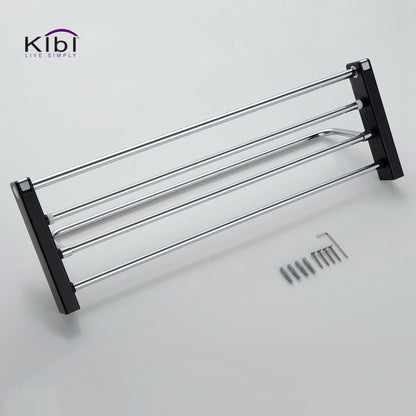 KIBI Artis Towel Rack With Hook in Chrome Black Finish