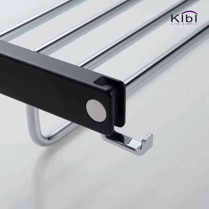 KIBI Artis Towel Rack With Hook in Chrome Black Finish