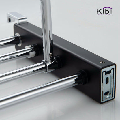 KIBI Artis Towel Rack With Hook in Chrome Black Finish