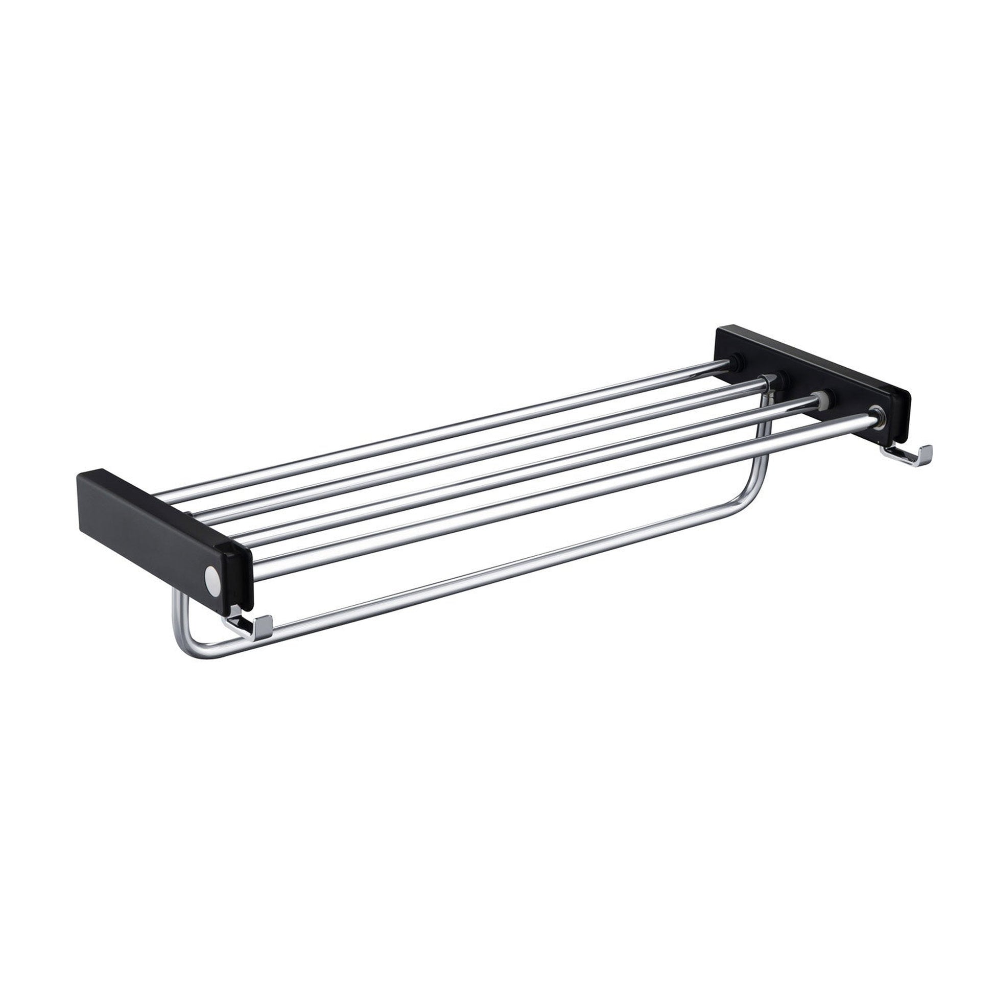 KIBI Artis Towel Rack With Hook in Chrome Black Finish