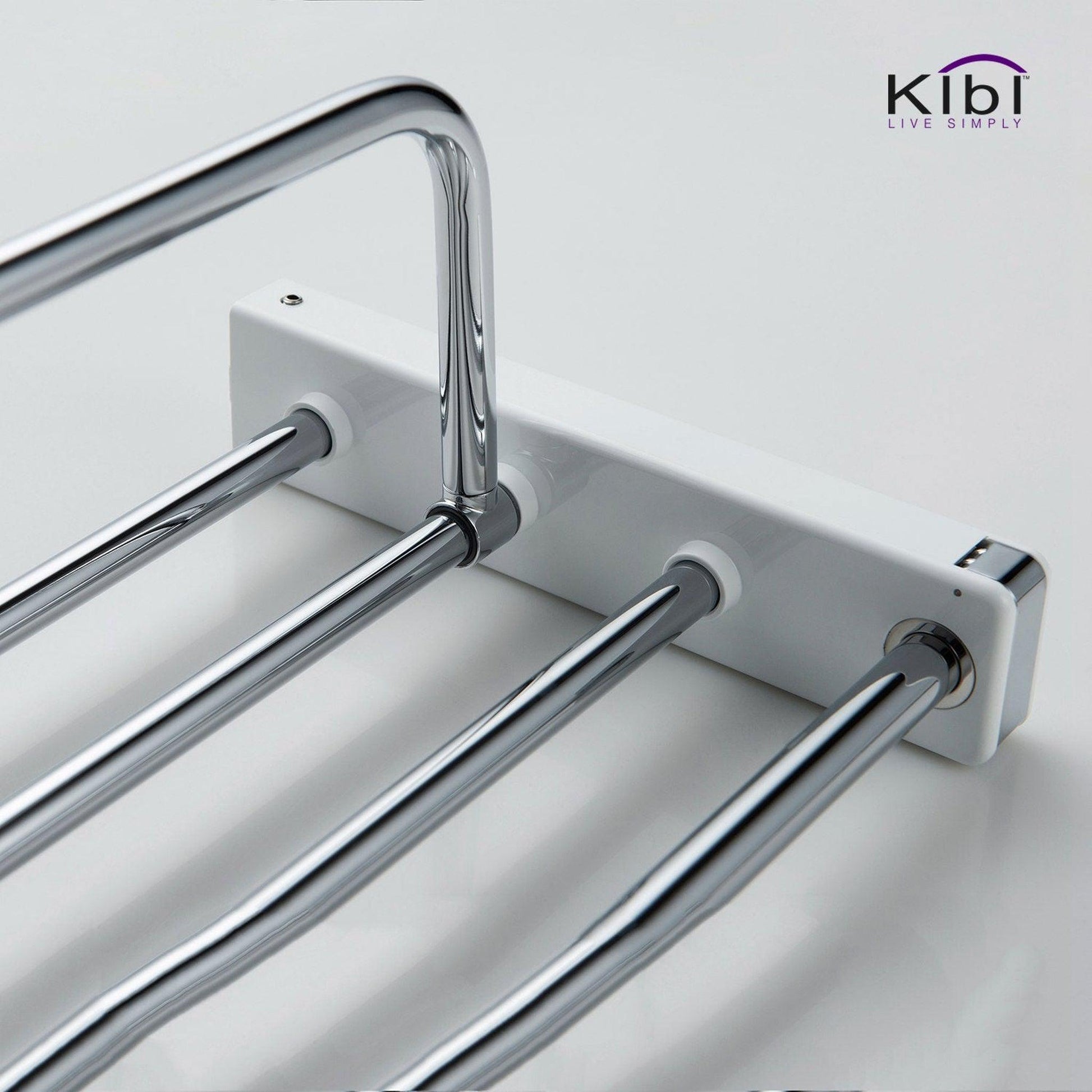 KIBI Artis Towel Rack With Hook in Chrome White Finish