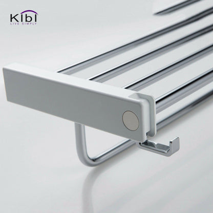 KIBI Artis Towel Rack With Hook in Chrome White Finish