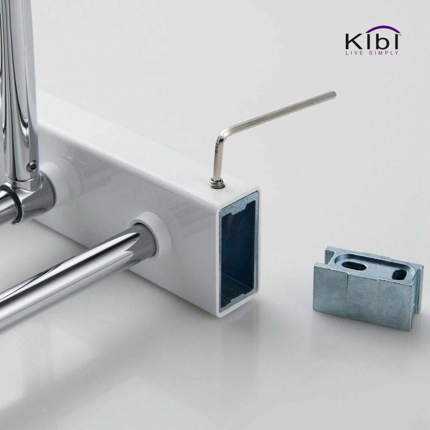 KIBI Artis Towel Rack With Hook in Chrome White Finish