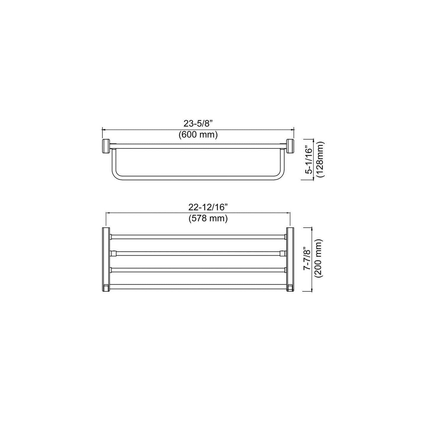 KIBI Artis Towel Rack With Hook in Chrome White Finish